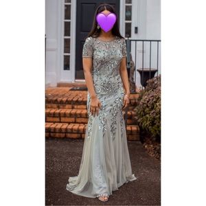 ✨Adrianna Papell Mint Beaded Godet Gown✨